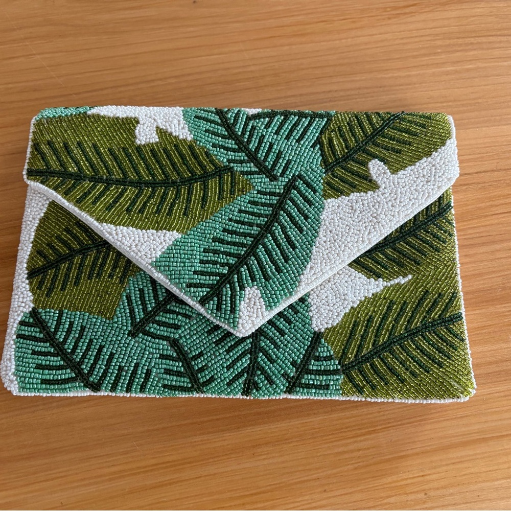 Vici Green and White Beaded Mini Bag